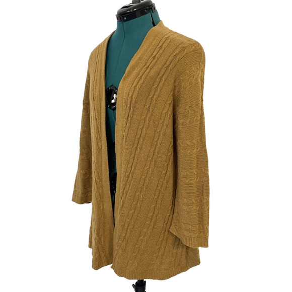 J Jill Sweater Womens Small Chartreuse‎ Cardigan Open Front Knit - Picture 4 of 10